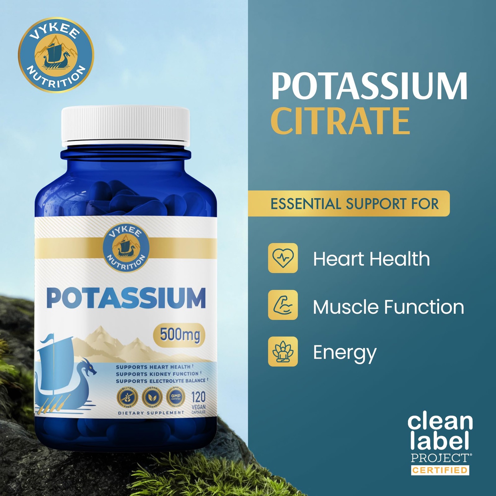 Vykee Nutrition Potassium Citrate Capsules – 120 Count (Pack of 1)