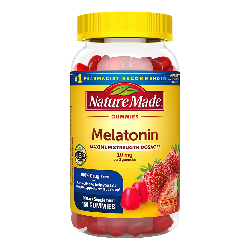 Nature Made Melatonin 10mg Gummies 150 Count Maximum Strength Strawberry