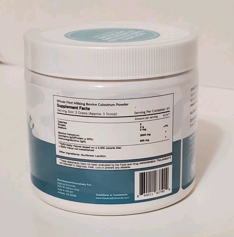 Nautical Elements Unflavored Colostrum Powder Grass Fed Immune Energy Digestive