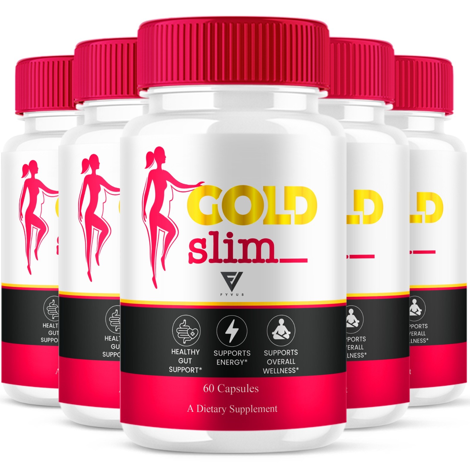 (5 Pack) Gold Slim Keto Supplement, GoldSlim Wellness Support (300 Capsules)