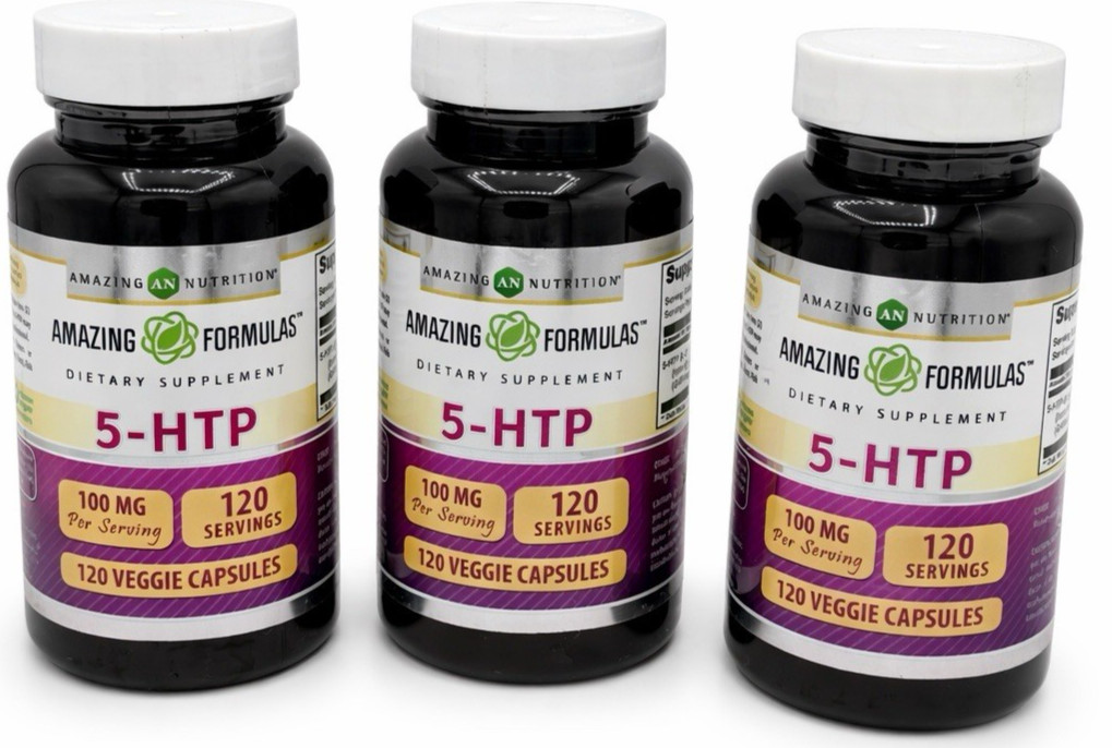 3x Amazing Formulas 5-HTP (100 mg) 3x 120 Veggie Capsules (360) – Exp 10/2027