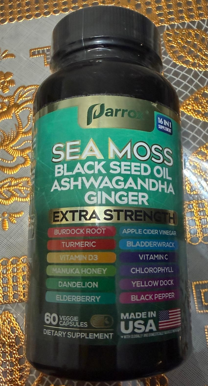 Parrox Sea Moss + Black Seed Oil + Ashwagandha Ginger 60 Caps