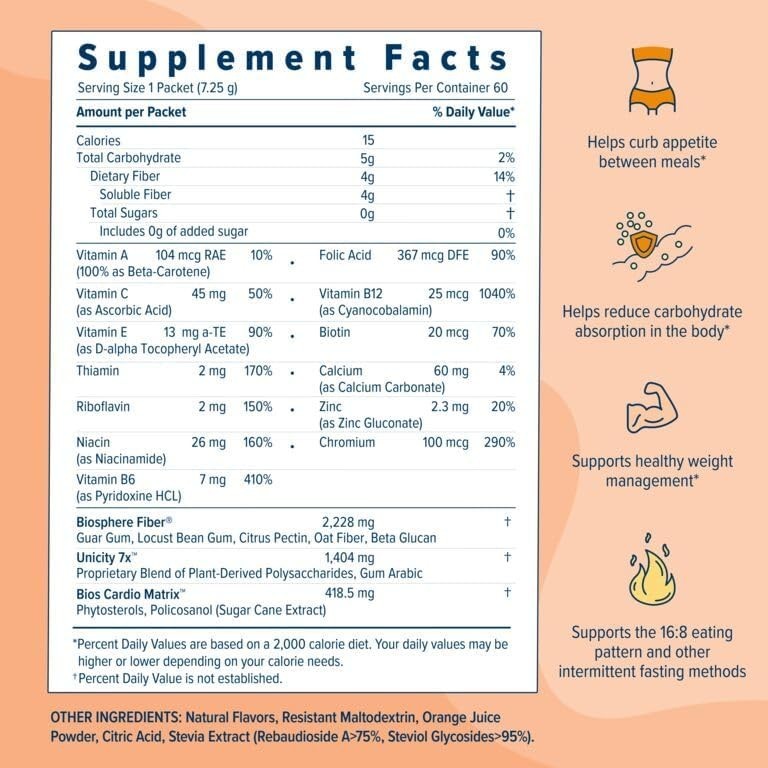 Unicity Balance Orange Flavour | Nutritional Fiber Supplement (30 Sachets)