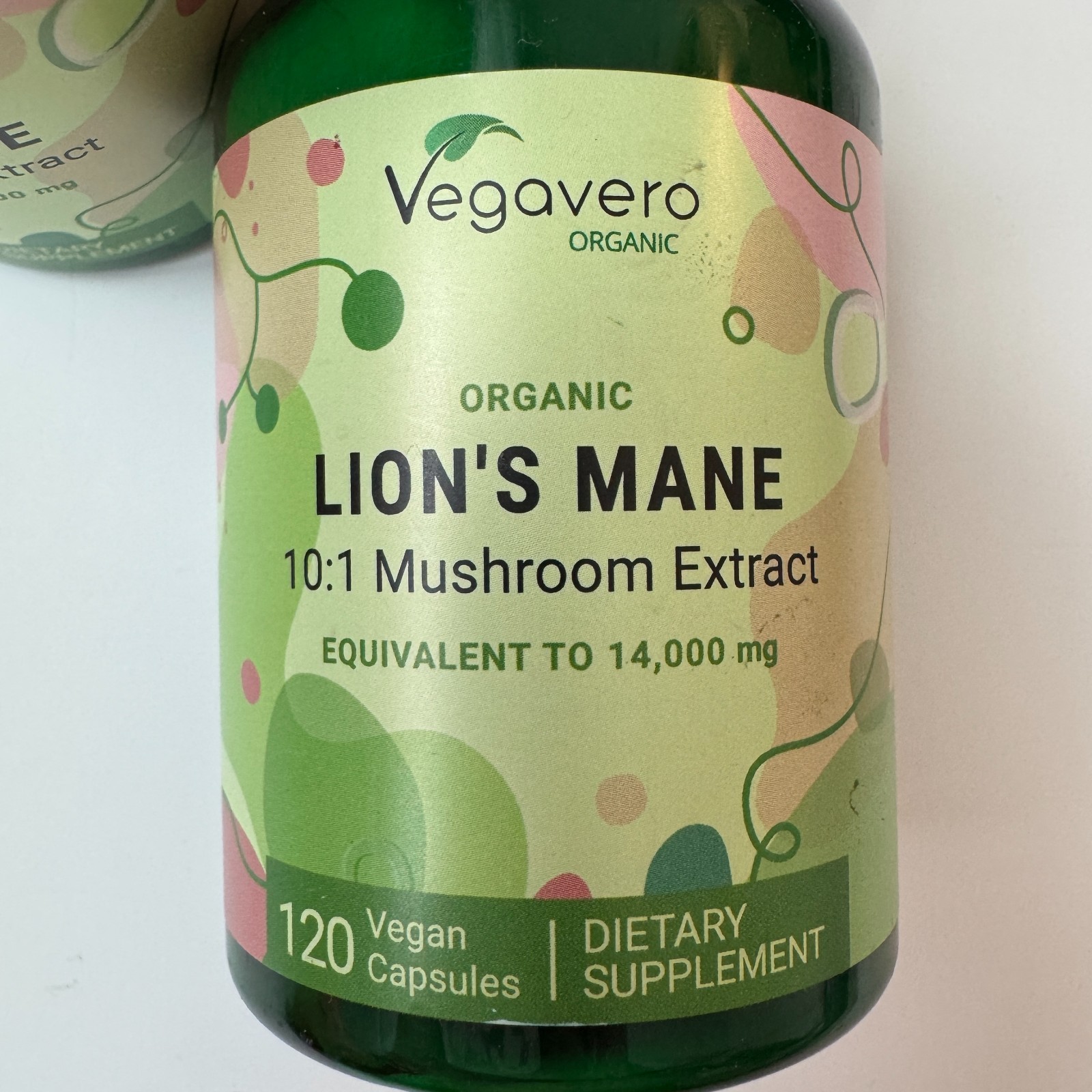 2x Vegavero Lion’s Mane Mushroom Extract 120 Caps Organic 10:1 Vegan Exp 2028