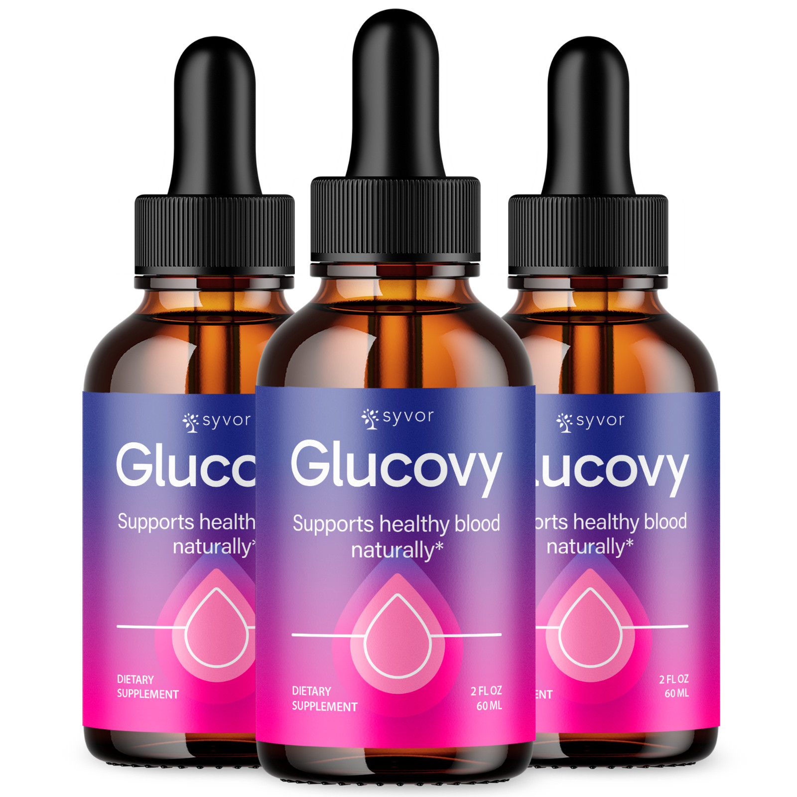 (3 Pack) Glucovy Blood Support Drops Advanced Vitamin Supplement 90 Servings