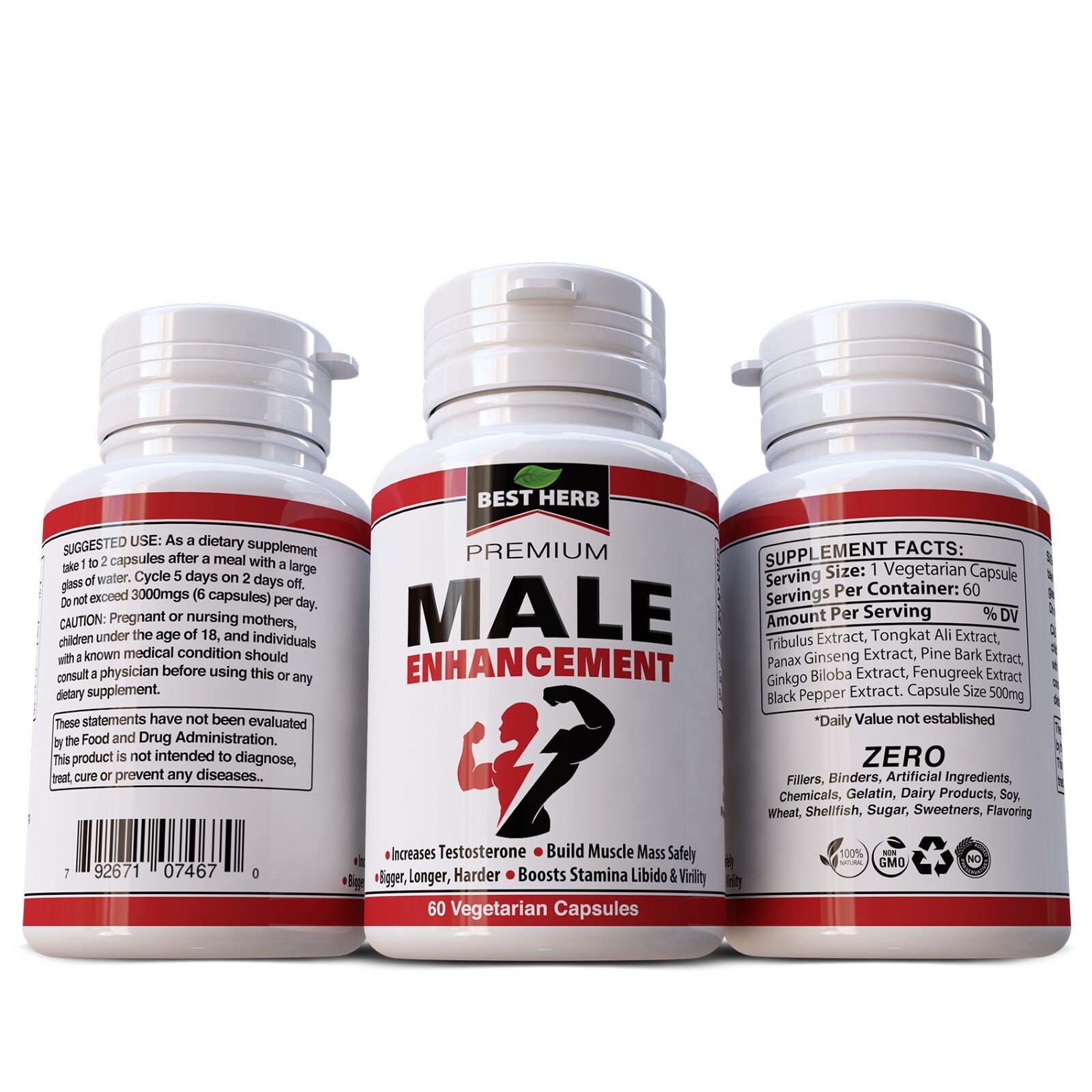 Men’s Enhancement Supplement Male Stamina Performance Enhancer Mass Builder 60ct