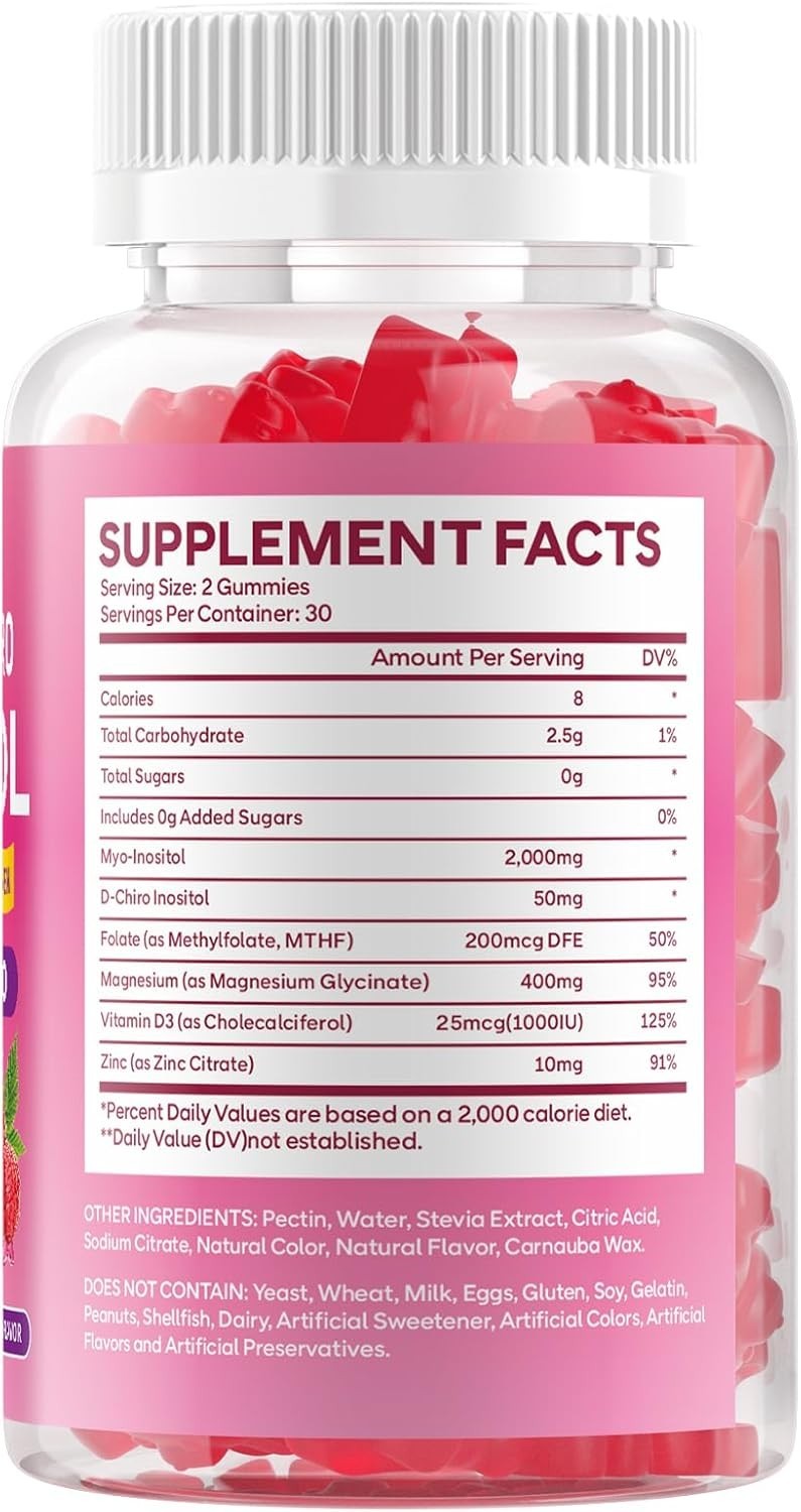 Myo-Inositol & D-Chiro Inositol Gummies 40:1 Ratio – Hormone & Cycle Support 60c