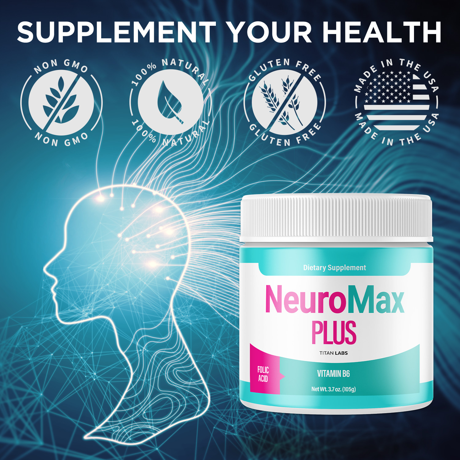 (3 Pack) Neuro Max Powder All Natural Brain Support Formula NeuroMax 90 Servings