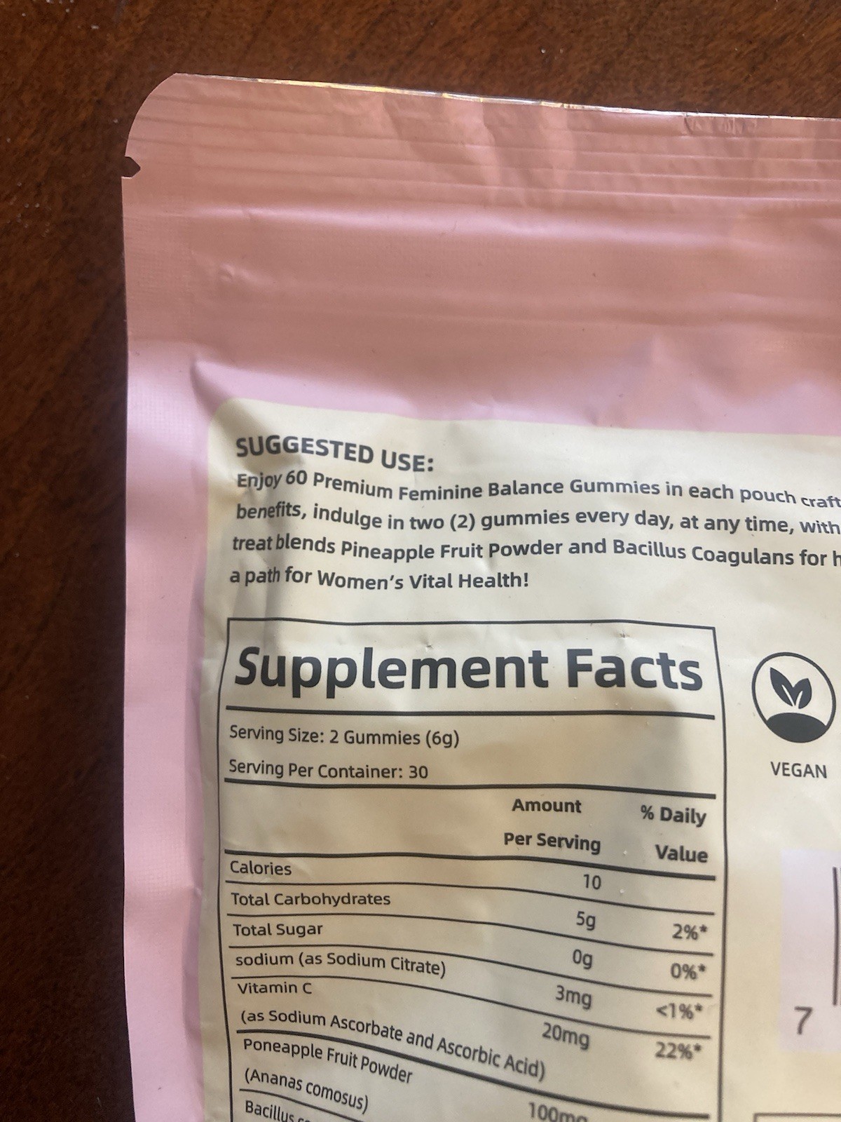 Vital Source Nutrition Premium Feminine Balance Gummies 60ct Pineapple 2/2027