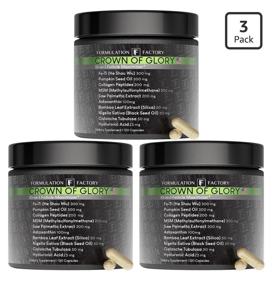 3 Pack Formulation Factory Crown of Glory 10-in-1 Follicle Maximizer Supplement