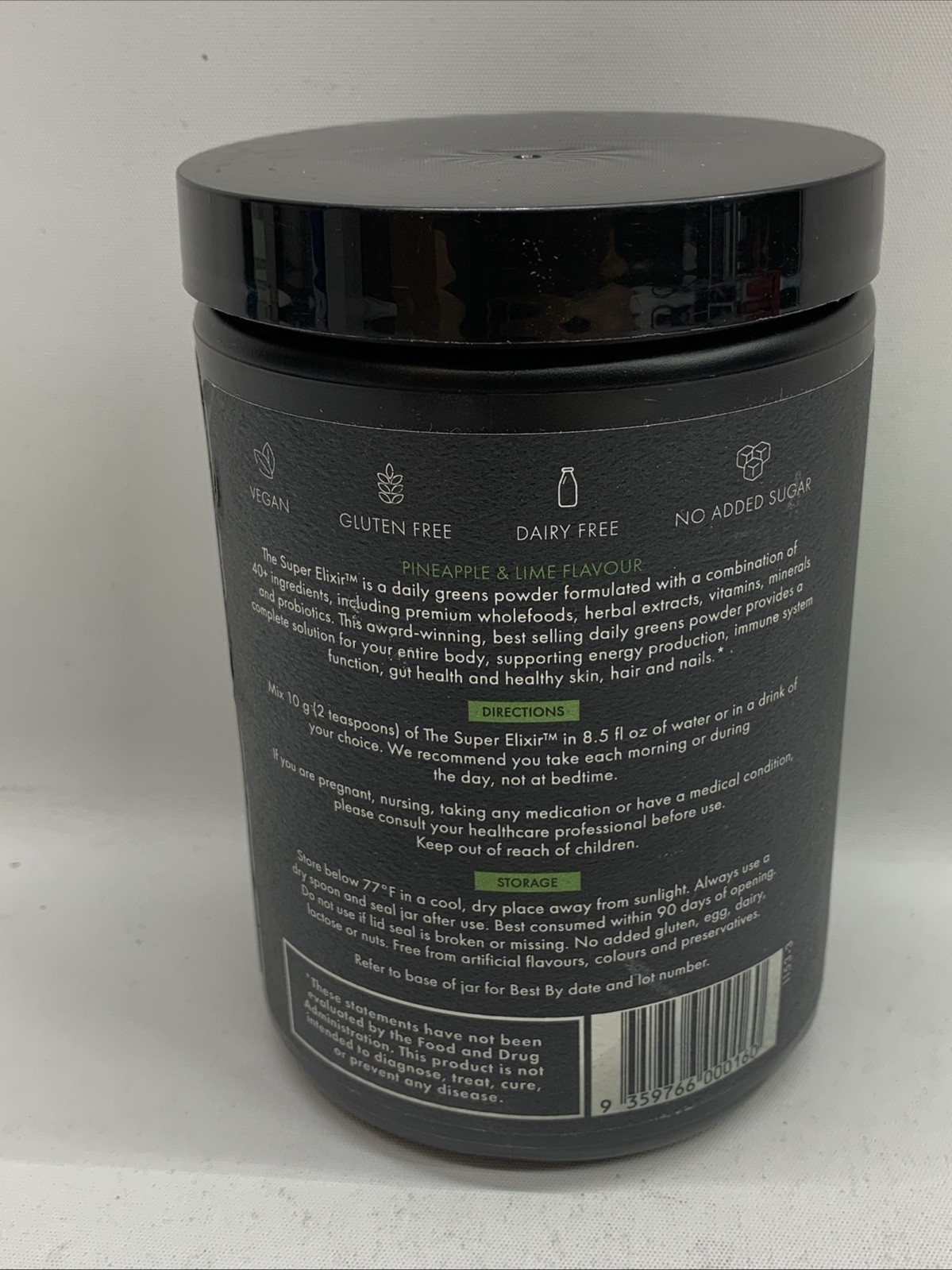 WelleCo Super Elixir Greens Powder Pineapple Lime 10.5oz Dietary Supplement