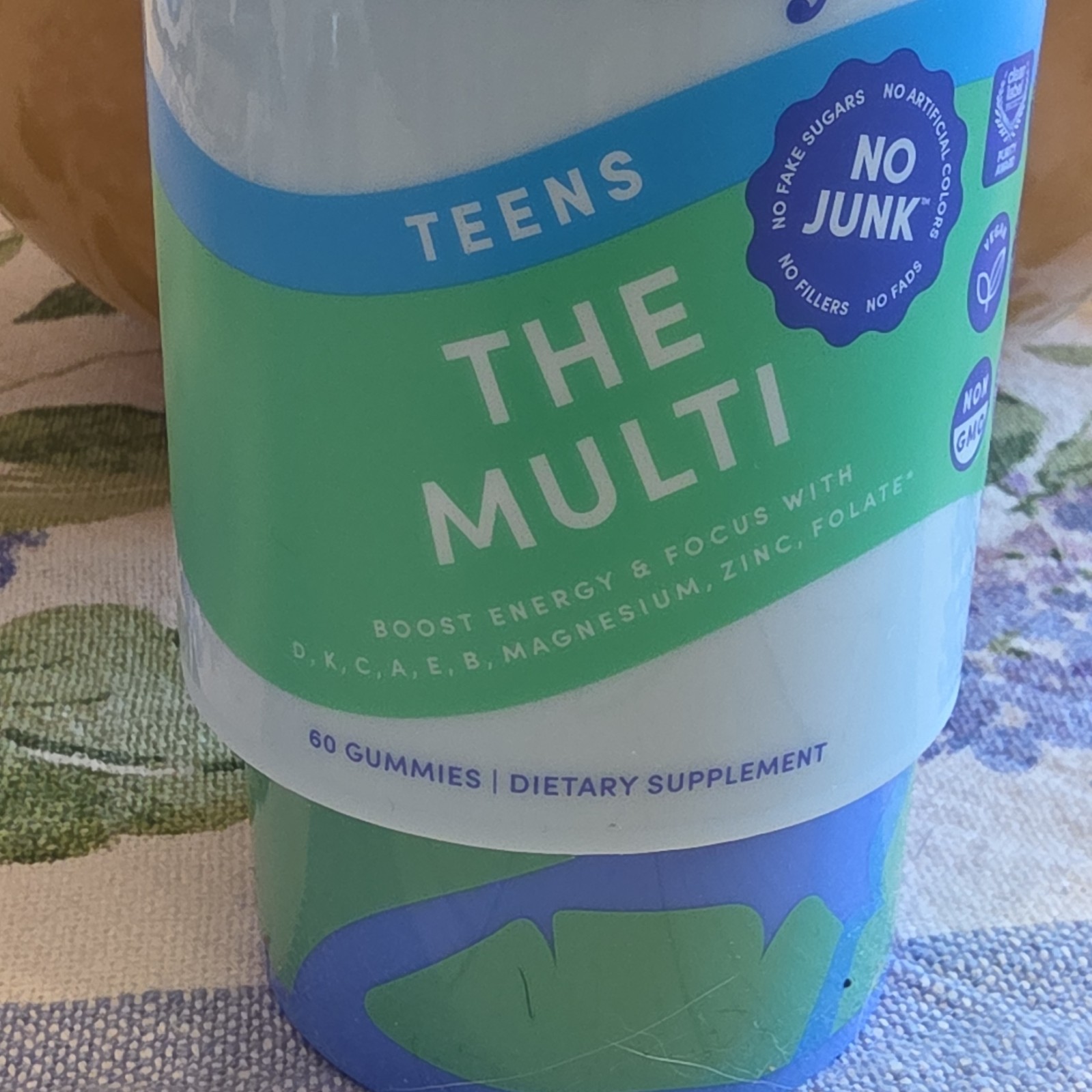 No Junk Teens Multivitamin Gummies 60 Count Energy Focus Non-GMO No Fillers
