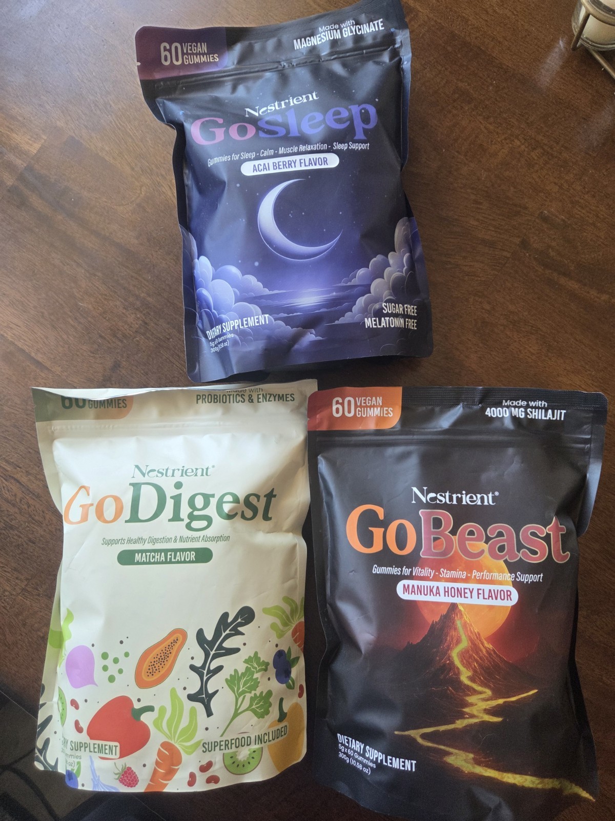 Nestrient GoSleep-GoDigest- GoBeast Vegan Gummies 60ct Each