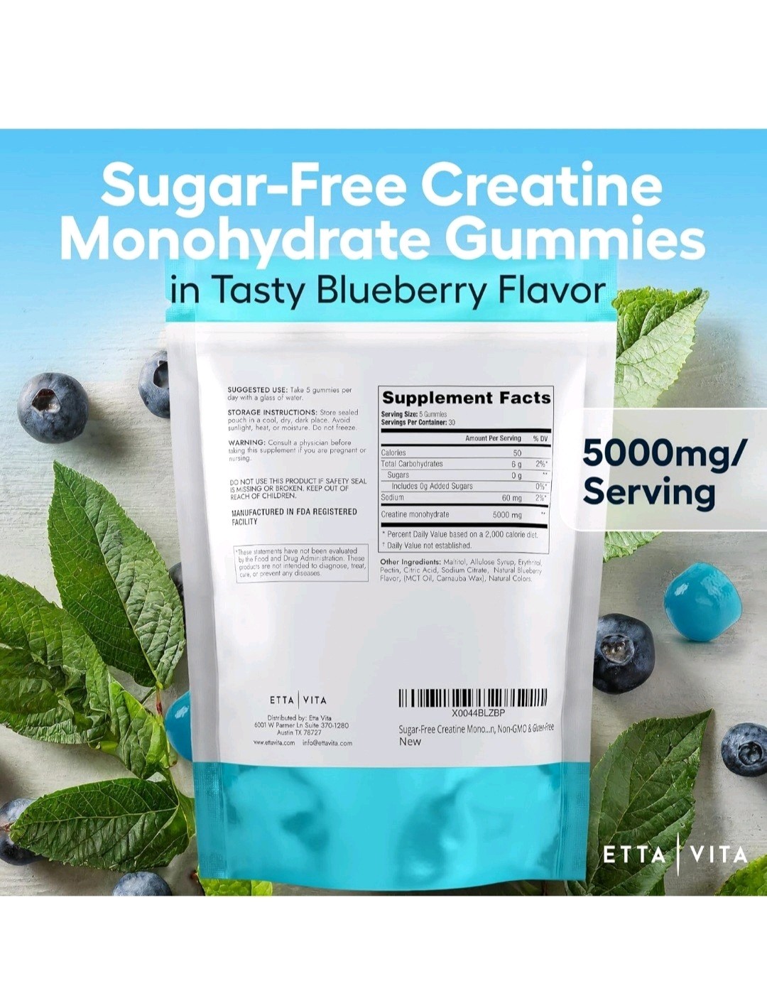 Etta Vita Cotton Candy Creatine Monohydrate Gummies (5g) 150 Gummies EXP 2/27