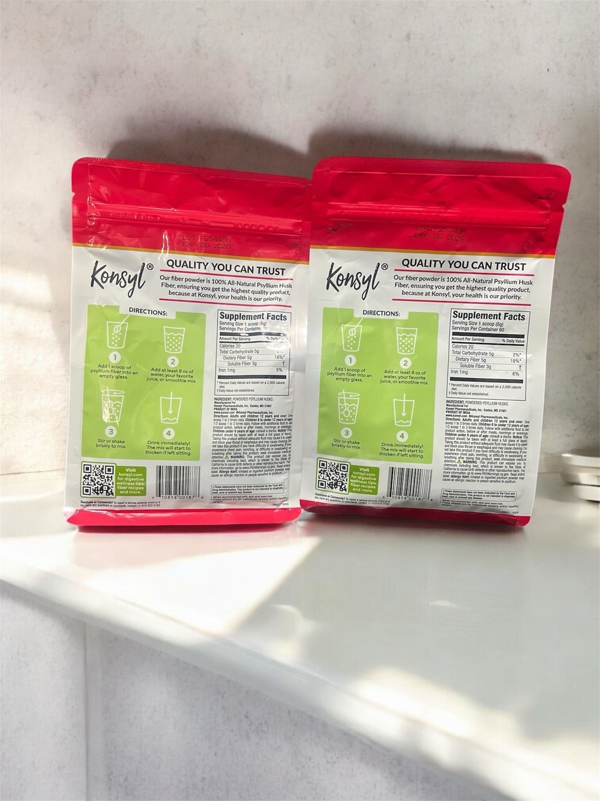 Konsyl Daily Psyllium Fiber All Natural Fiber Powder GF NonGMO 12.7 oz Exp.8/28