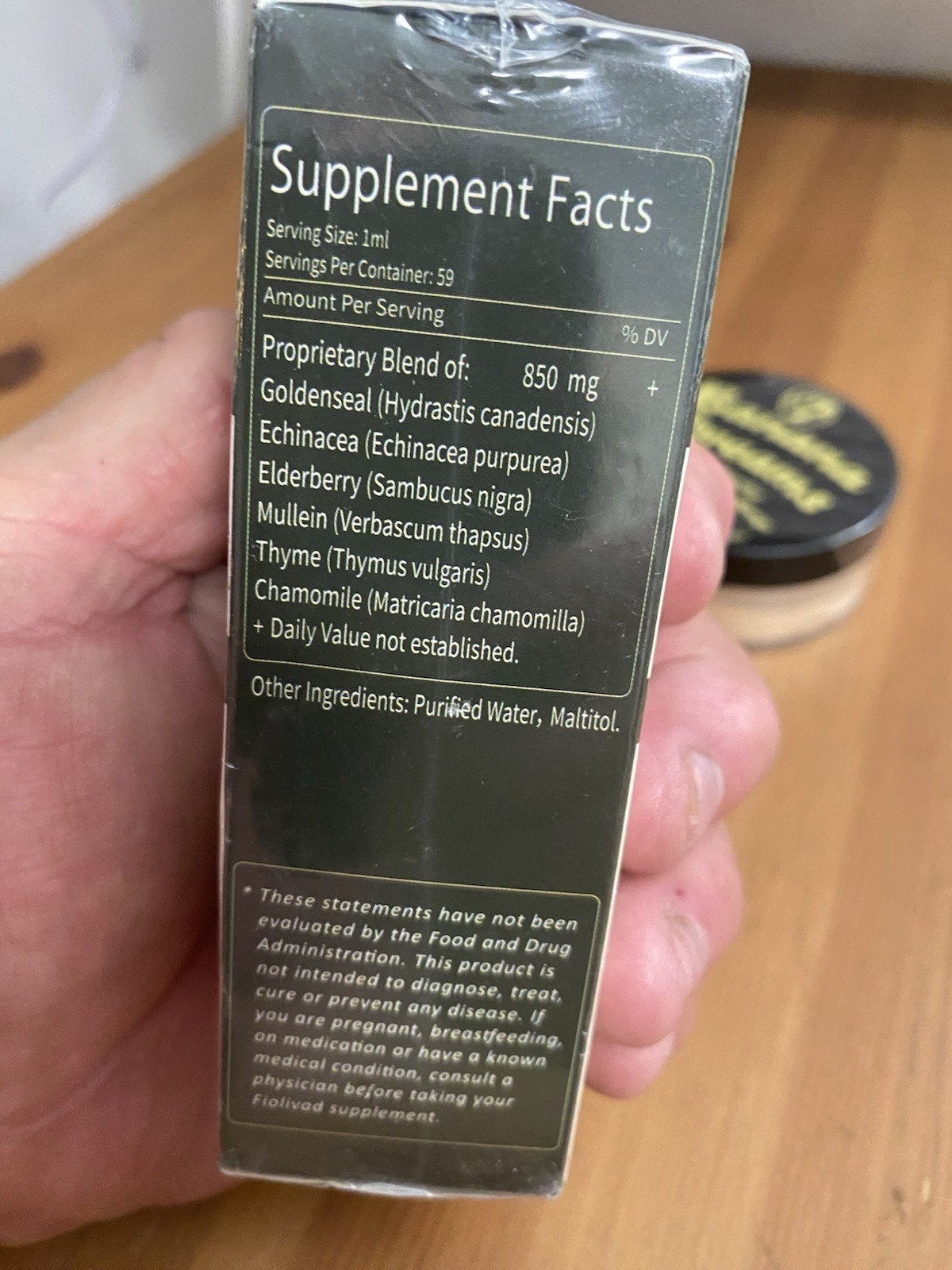 Goldenseal Echinacea Elderberry Mullein Thyme Liquid 850mg Immune Support 1ml. D