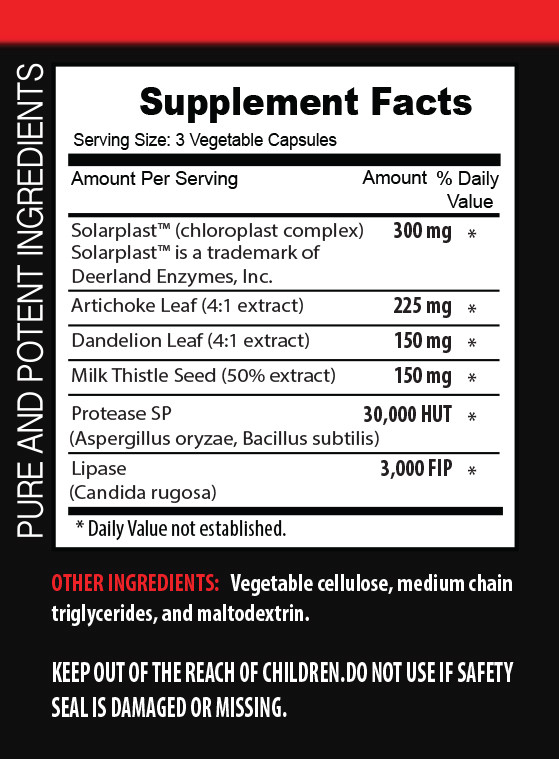 dandelion root extract, Liver Detoxifier Formula 825mg, healthy gut flora 1B