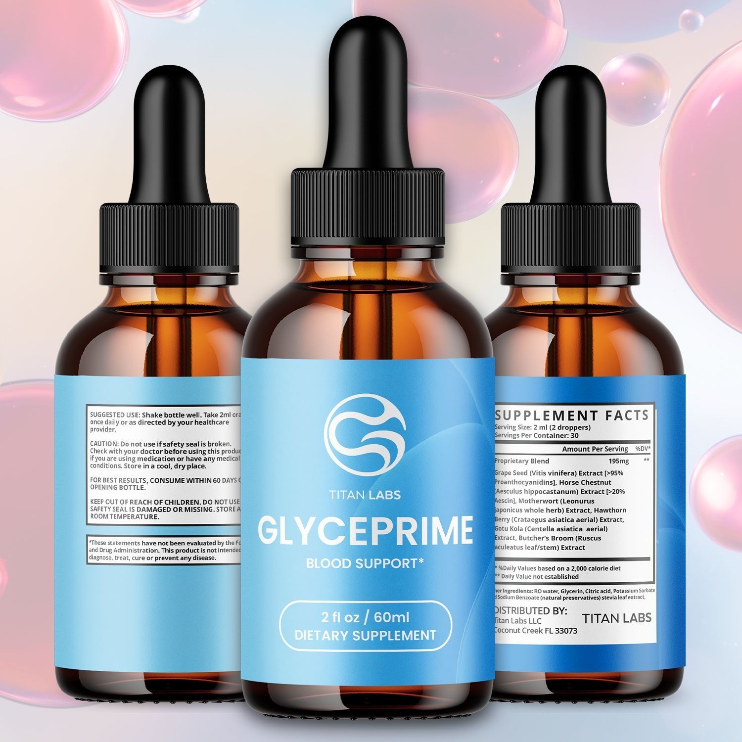 (1 Pack) Glyceprime Blood Health Support Drops Glyce Prime Vitamin 30 Servings