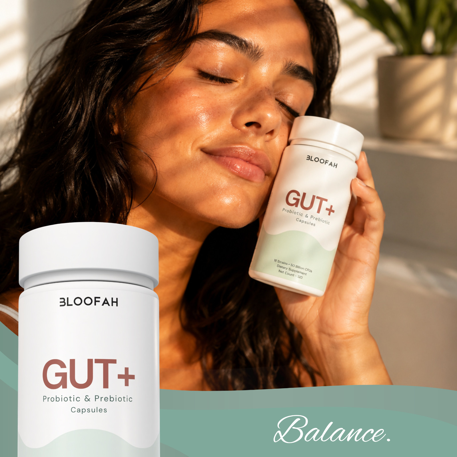 Bloofah Gut+ Probiotic 50 Billion CFU | 18 Strains | 120 Capsules | Prebiotic
