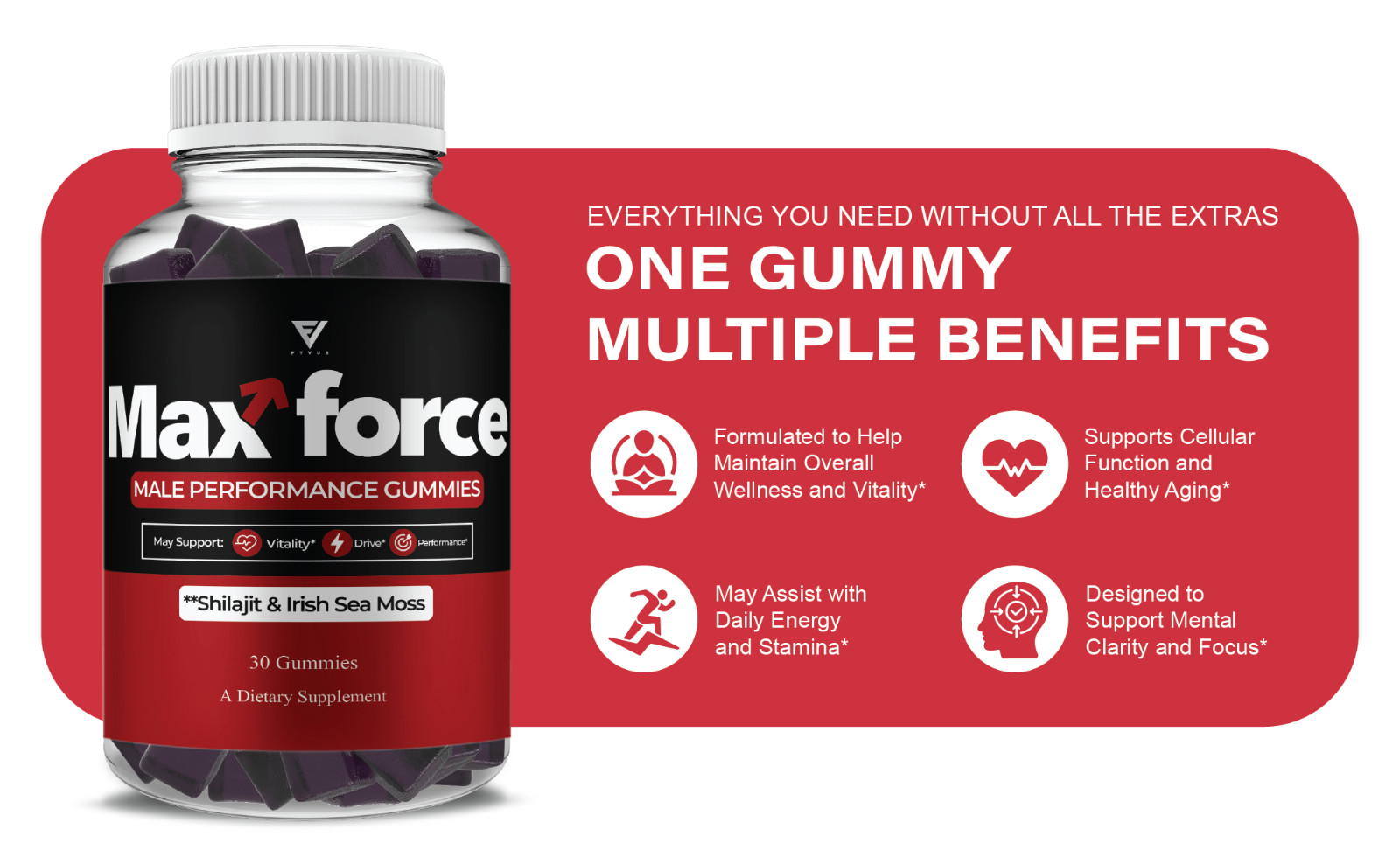 Max Force Male Gummies, MaxForce Performance Supplement (30 Gummies)
