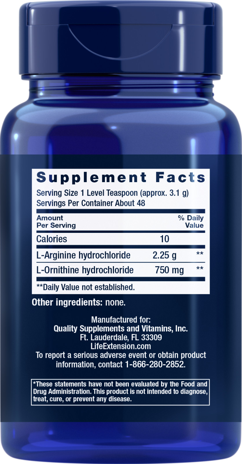 Life Extension ARGININE ORNITHINE POWDER 150 GRAMS
