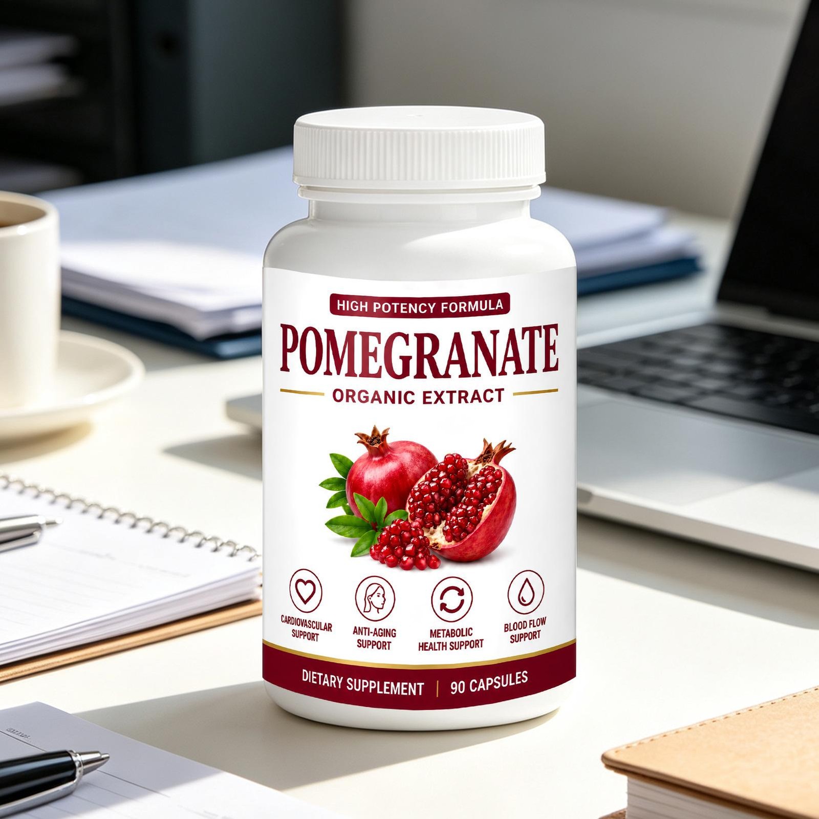 Pomegranate Capsules 90ct Organic Extract Antioxidant