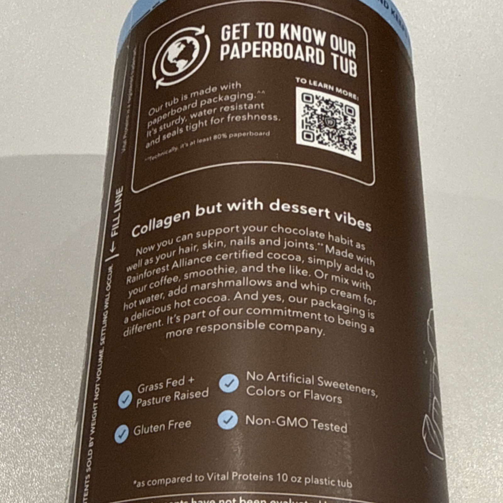 Vital Proteins Collagen Peptides Chocolate Powder 13.5 oz 0g Sugar per Serving