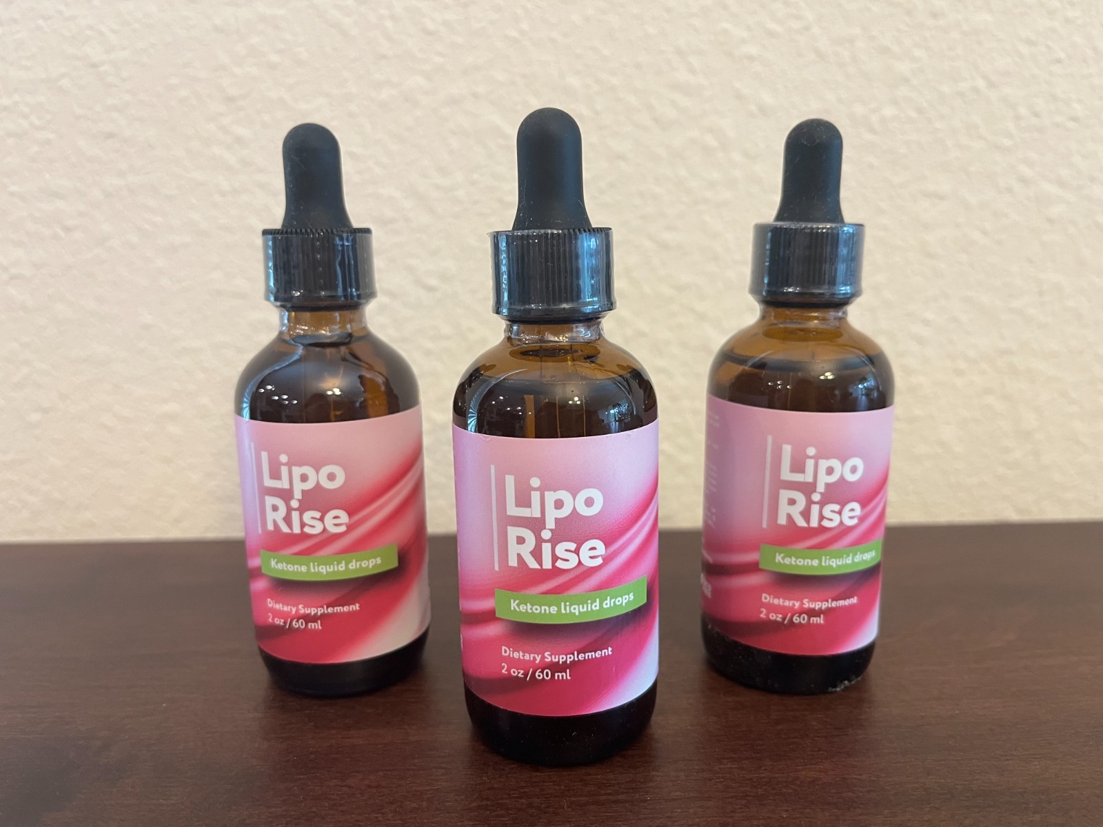 Lipo Rise Ketone Liquid Drops Dietary Supplement 2 oz bottles (3 pack) – New