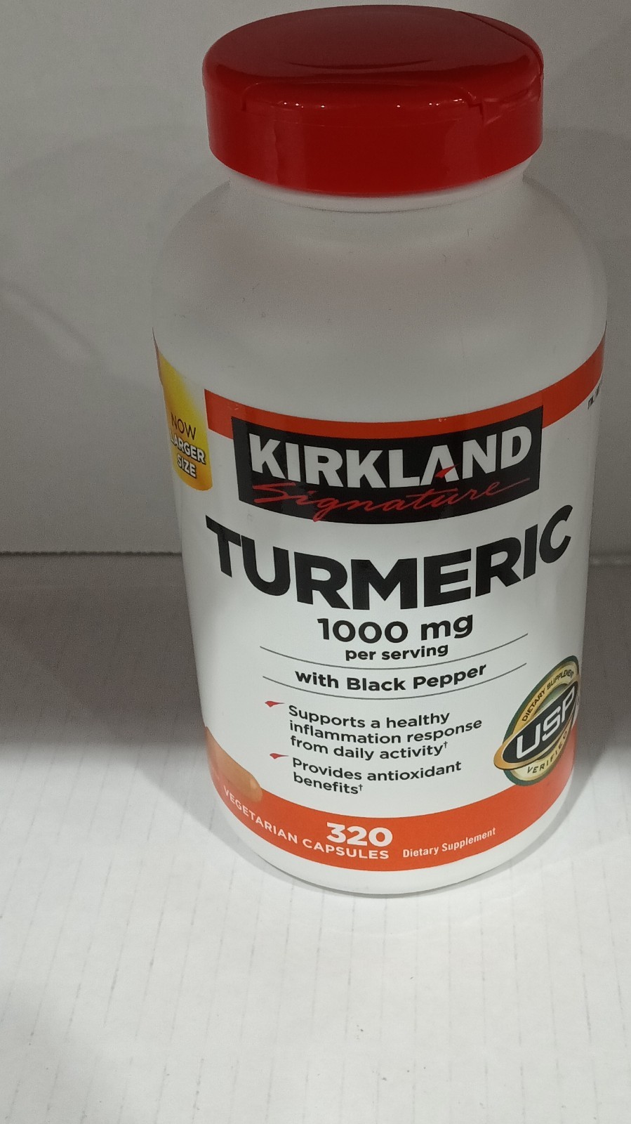 Kirkland Signature Turmeric 1000mg Black Pepper 320 Capsules Gluten-Free