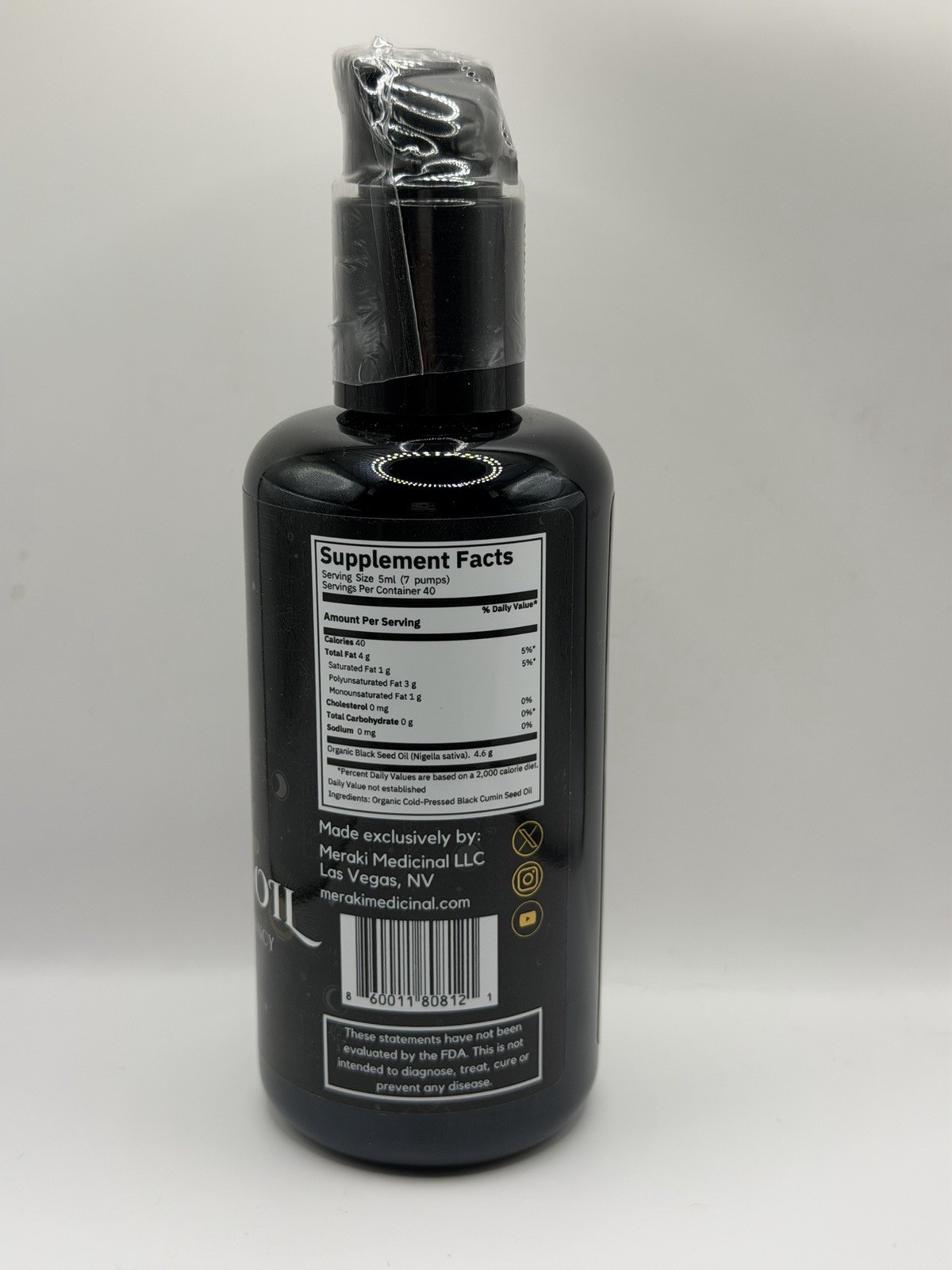 Meraki Medicinal Black Seed Oil 200ml Organic Cold-Pressed (Black)