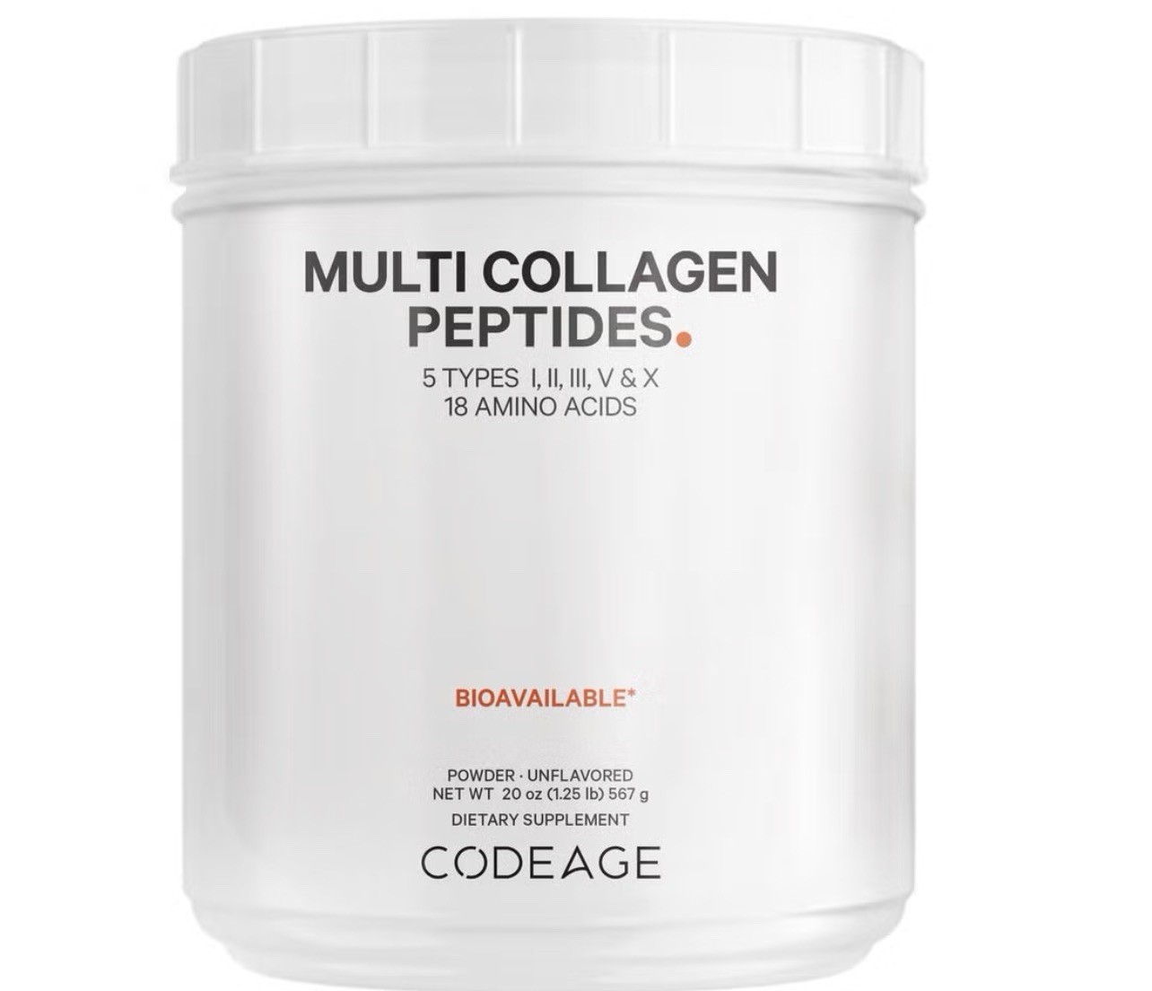 Codeage Multi Collagen Peptides Grass-Fed Non-GMO Keto Unflavored Powder 20oz