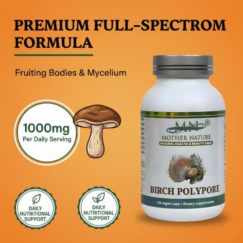 Mother Nature Birch Polypore Mushroom Gut Health Supplement with Beta-Glucans