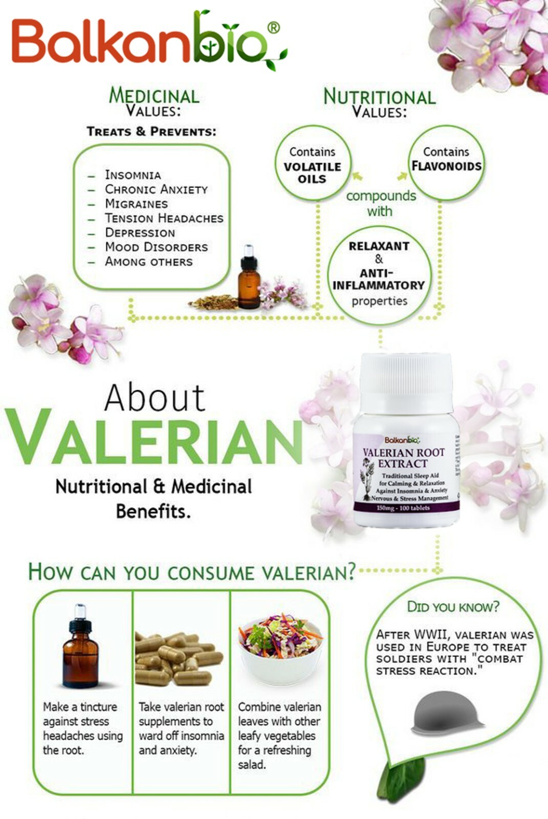 Valerian Relax Sleep Calming Stress Valerian Root Extract Vegan 100 Tablet