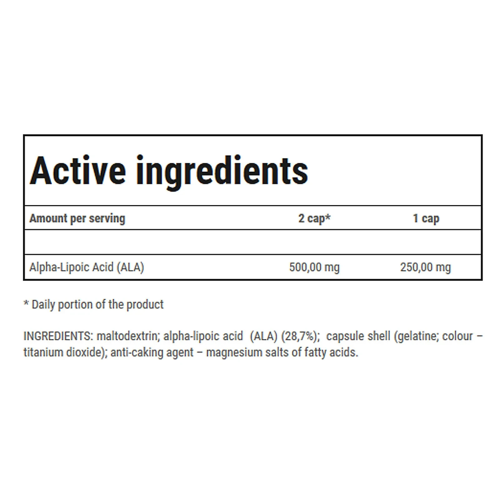 ALA 250 – TREC – 60-120 Capules – energy metabolism,supports energy production