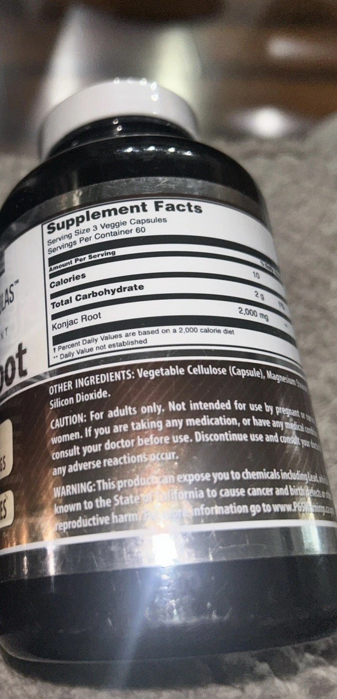 Amazing Nutrition Konjac Root 2000mg 180 Capsules Dietary Supplement Sealed