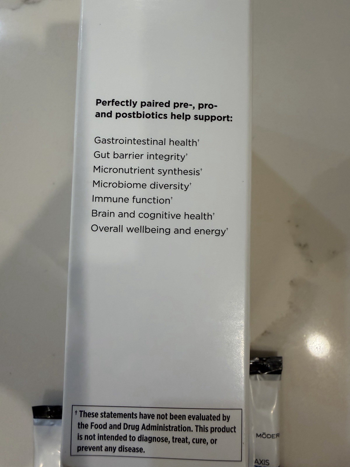 Modere Axis Trebiotic Pre/Pro/Postbiotic Chocolate 24 indiv Packets 5gNo Box