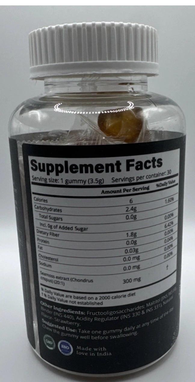 BetterAlt Irish Sea Moss Gummies Sugar-Free Strawberry 30 Ct Exp 01/2027