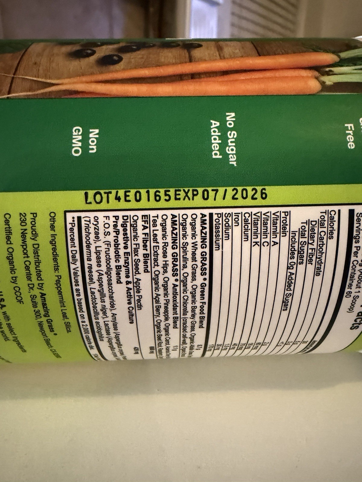 Amazing Grass Greens Blend Superfood Powder 60 Servings 480g Non-GMO Gluten-Free
