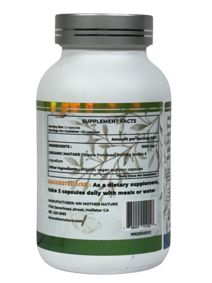 Mother Nature Maitake Mushrooms Organic Herbal Supplement For Liver Support