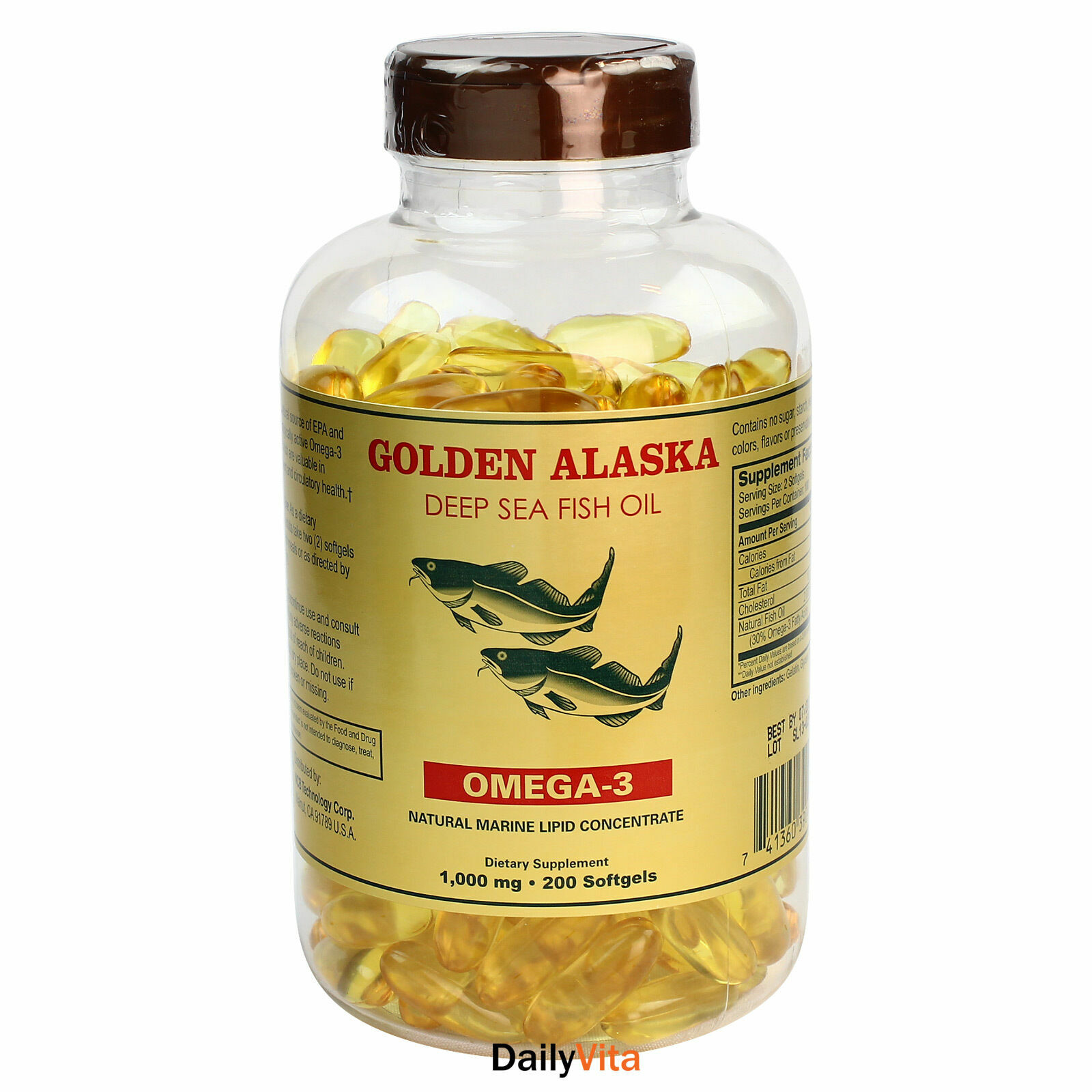 3 x NCB Golden Alaska Deep Sea Fish Oil 1000 mg 200 SG Fresh Made In USA