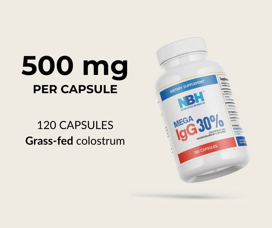 Bovine Colostrum 30% IgG 120 Capsules Grass Fed Immune Support Non GMO USA
