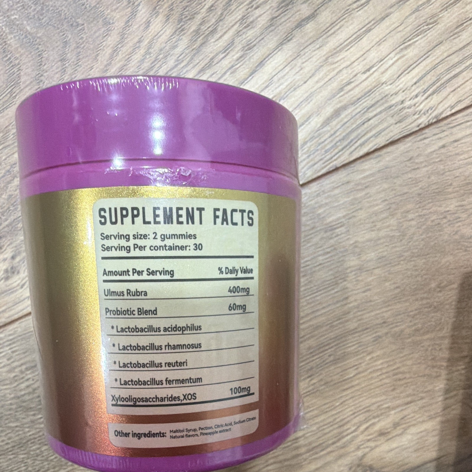 AOTNNIO Women’s Probiotic + Slippery Elm Pineapple Vegan Gummies 60ct 04/2028