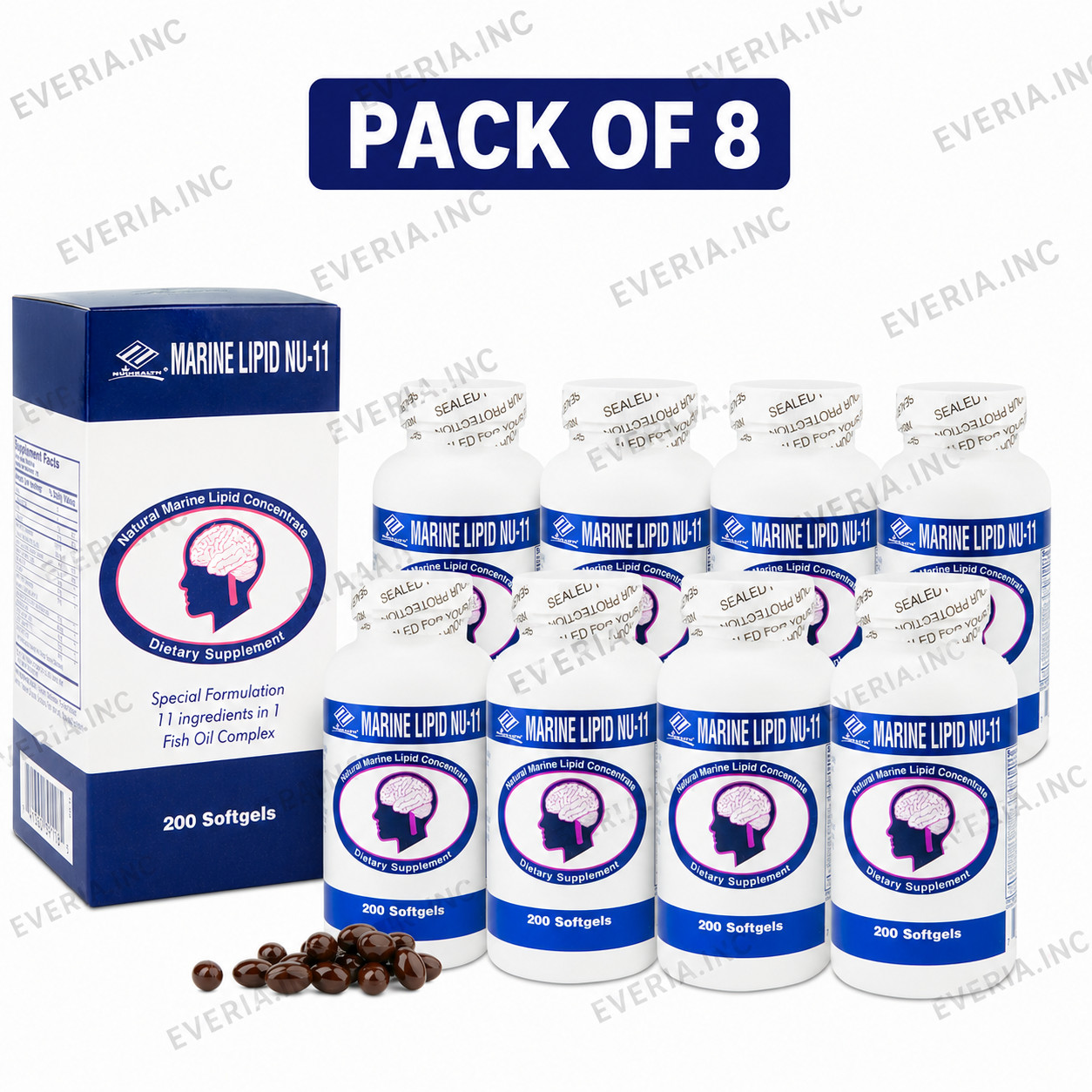 Nu-Health Marine Lipid Nu 11 Support Brain focus And Immune Health 200 softgels