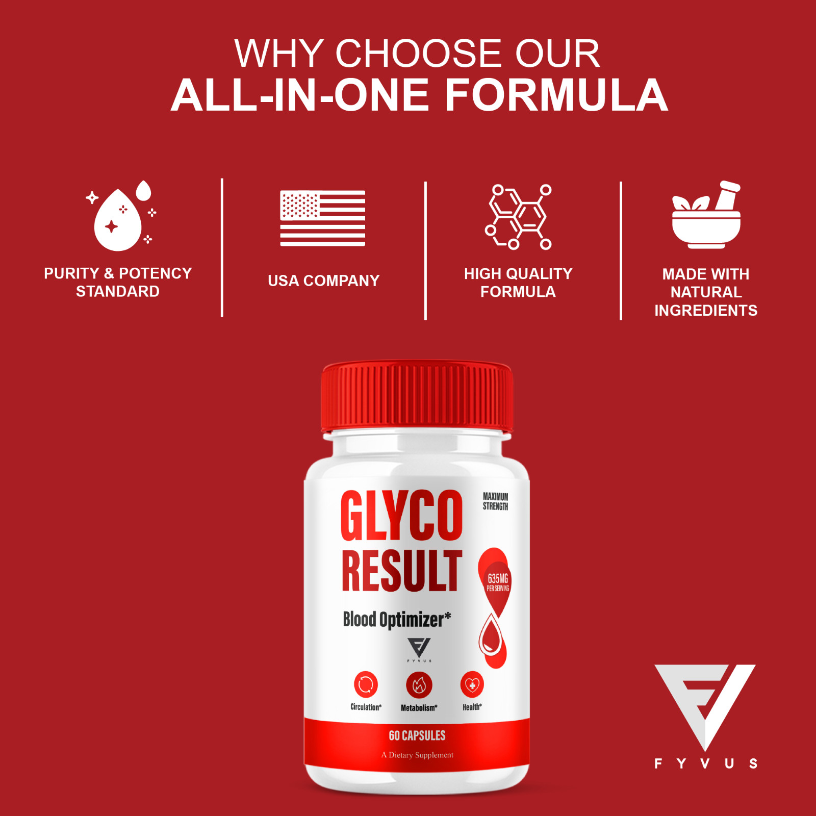 (3 Pack) Glyco Result Blood Optimizer, GlycoResult Formula (180 Capsules)