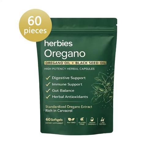 Organics Oregano and Black Seed Oil Capsules, 6000mg Oregano Extract, 300 Softge