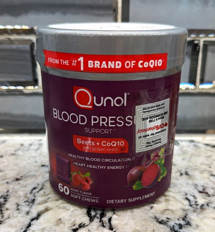 Qunol Blood Pressure Support Beet + CoQ10 + Grape Seed 60 Soft Chews Berry