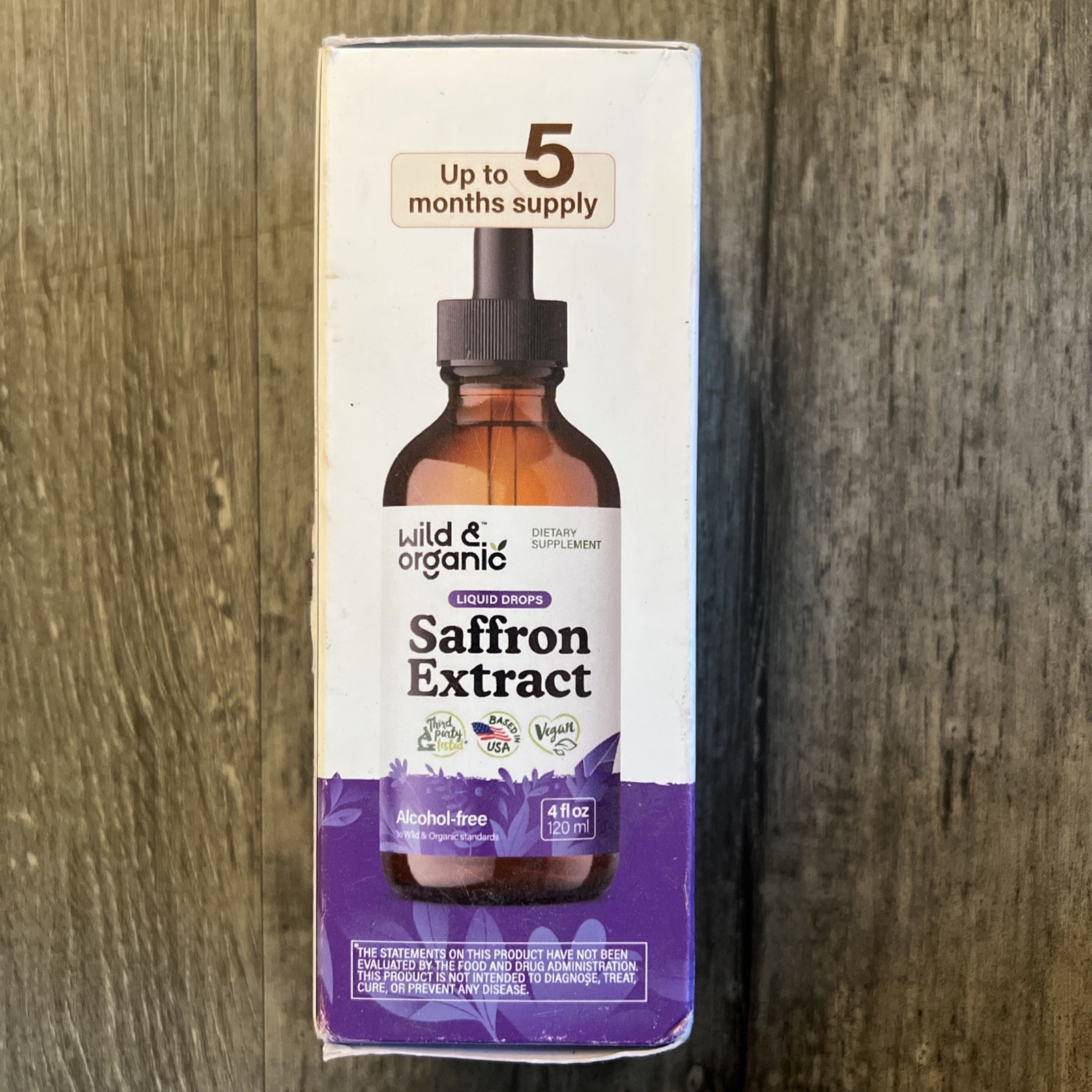 Wild & Organic Saffron Extract Liquid Drops Alcohol-Free Vegan 4 fl oz
