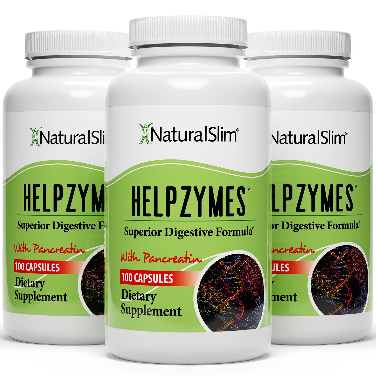 NaturalSlim Helpzymes Digestive Formula 3-Pack – Digestive Enzymes Capsules