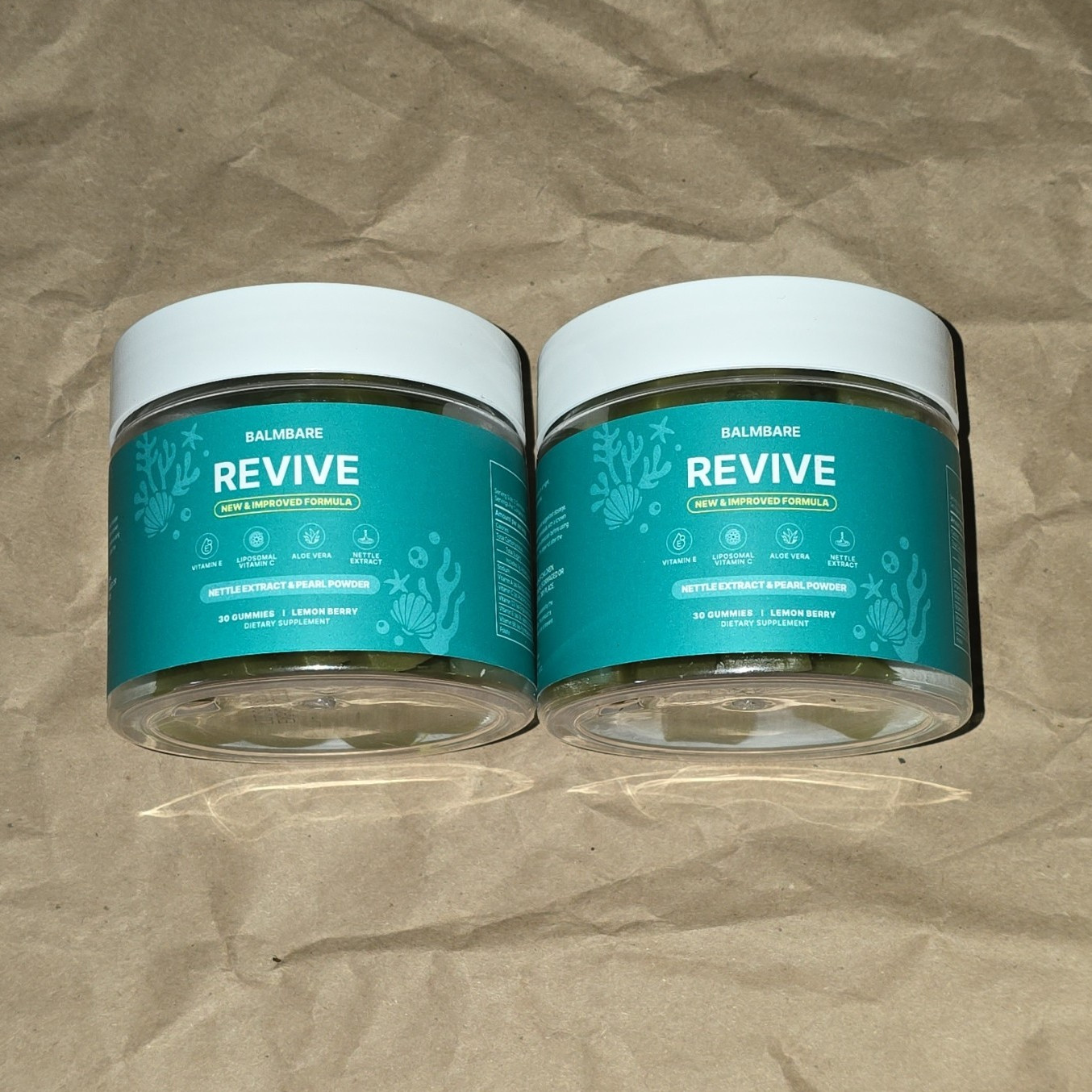 2 Pack Balmbare REVIVE Lemon Berry Gummies 30 Ct Hair Skin Nails Exp 05/2028