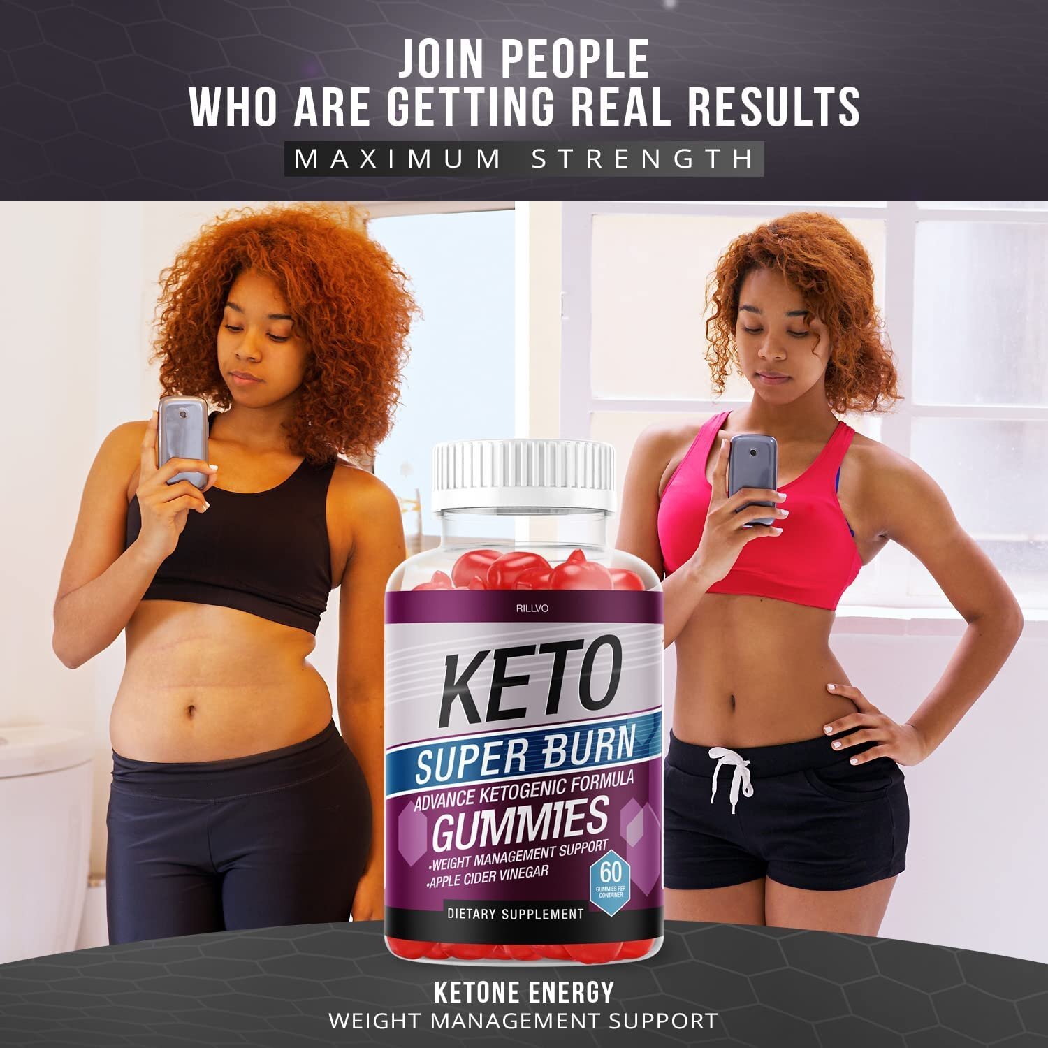 Rillvo (2 Pack) Keto SuperBurn Gummies ACV Gummies with Apple Cider Vinegar…
